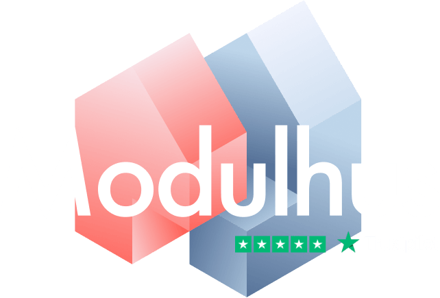 Modulhus Logo med Trustpilot