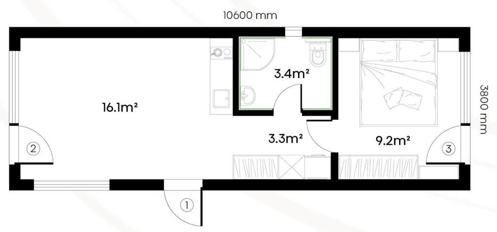 Modernt attefallshus till salu med smart planlösning på 40 m² och loft om 9,5 m². Detta nyckelfärdiga attefallshus erbjuder ett stilrent och funktionellt boende med ett rymligt vardagsrum och kök på 16,1 m², separat sovrum på 9,2 m² samt helkaklat badrum på 3,4 m². Loftet ger extra sovplatser eller förvaring och gör huset perfekt för permanentboende, gästhus eller uthyrning.